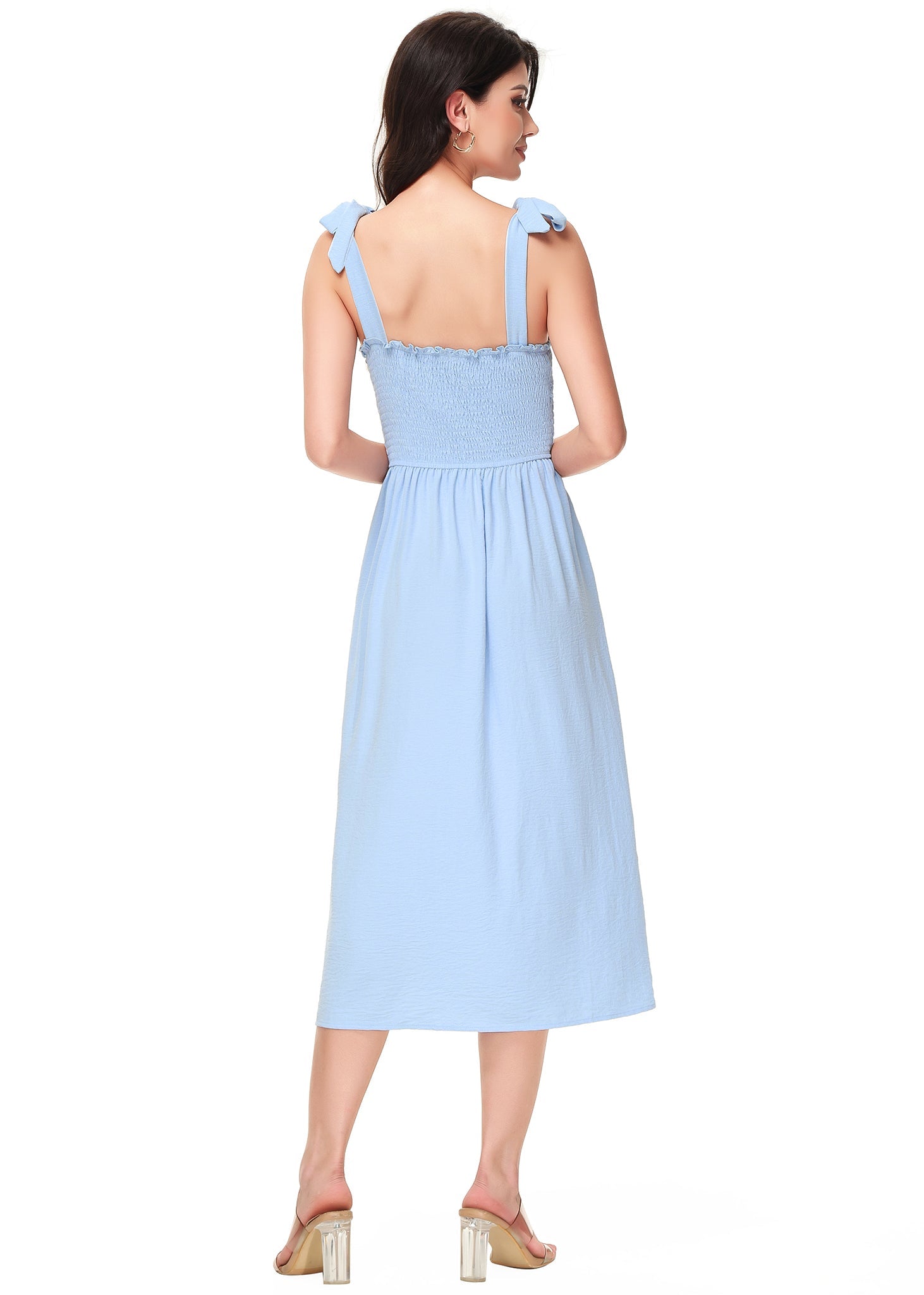 Boho Summer Smocked Midi Dress