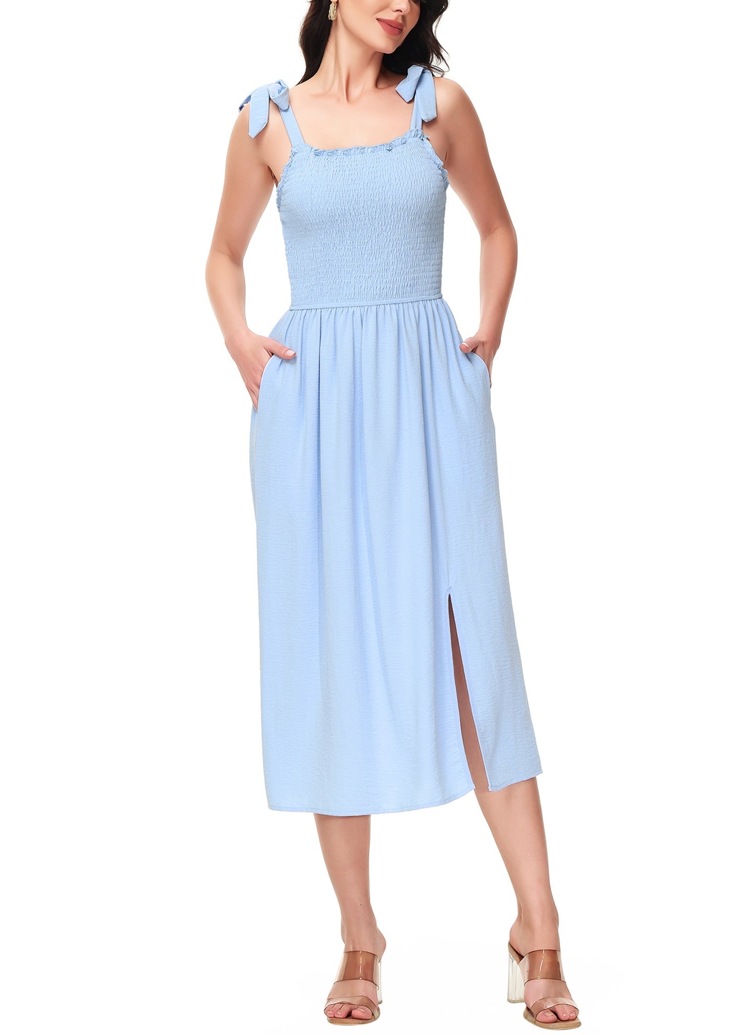 Boho Summer Smocked Midi Dress