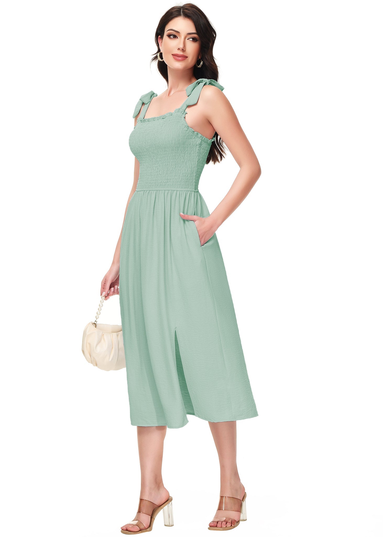 Boho Summer Smocked Midi Dress