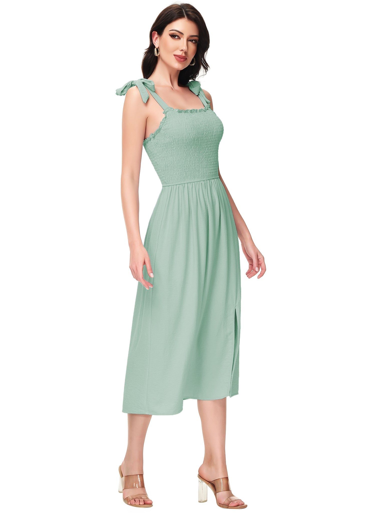 Boho Summer Smocked Midi Dress
