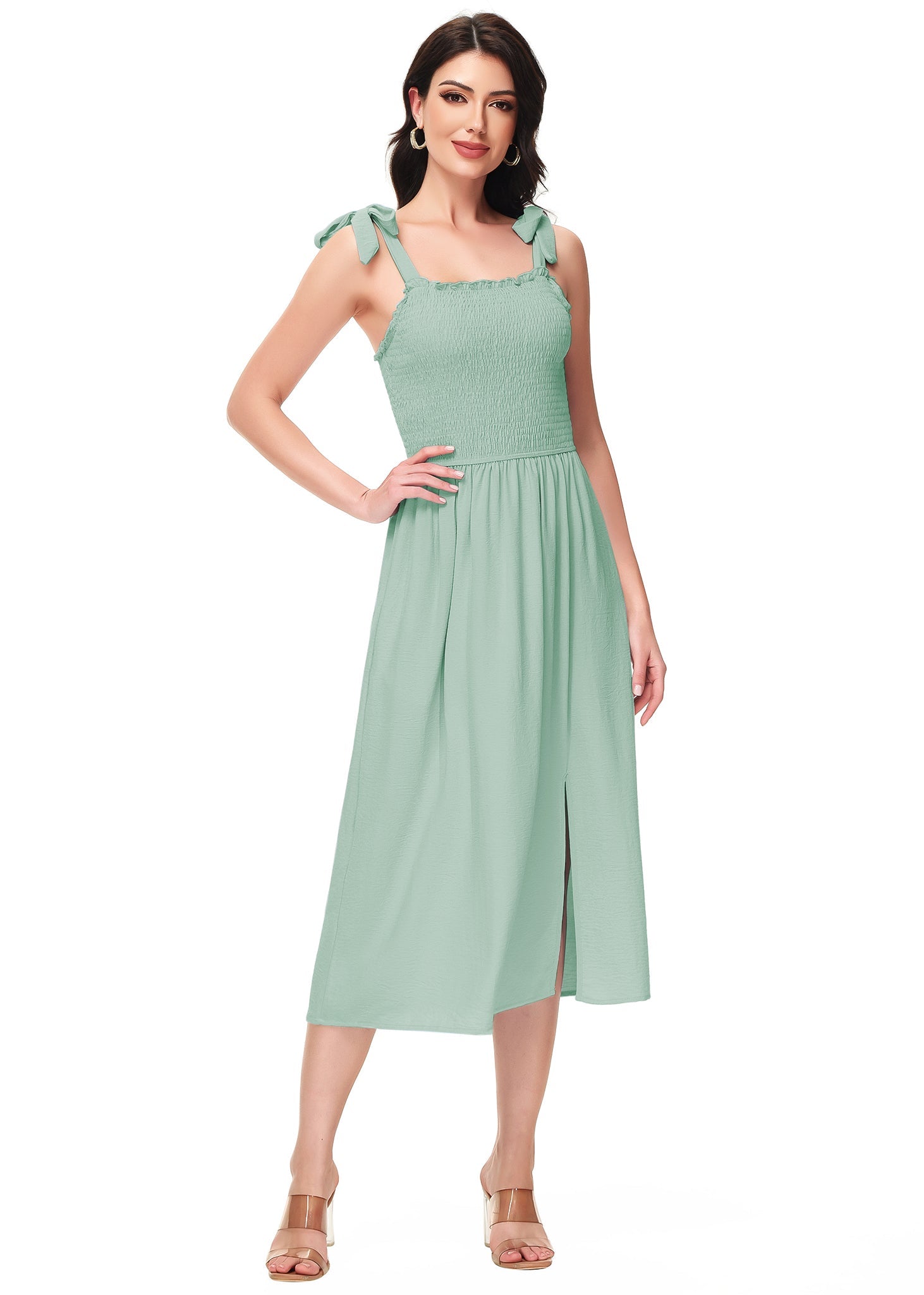 Boho Summer Smocked Midi Dress