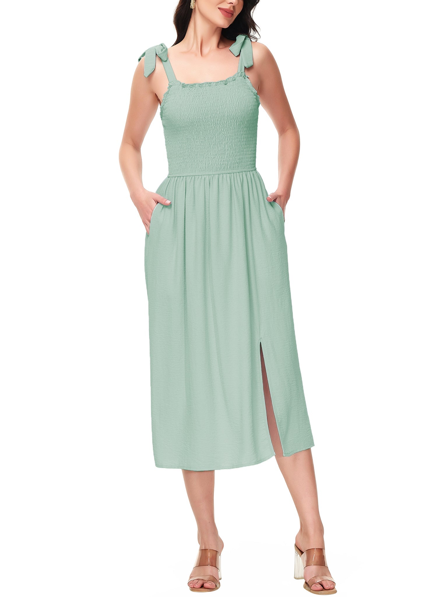 Boho Summer Smocked Midi Dress