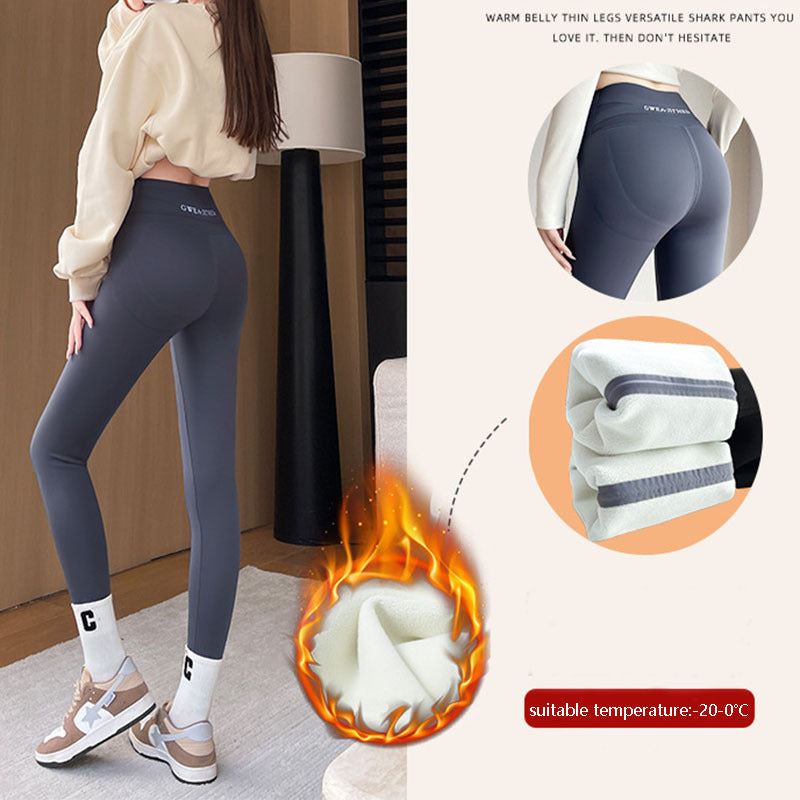 Fleece Thickened Leggings Winter -20 To 5 Shark Pants For Women High Waist Tight Skinny Tummy Control Buttocks Slimming Yoga Pants by 510_Athletics LLC