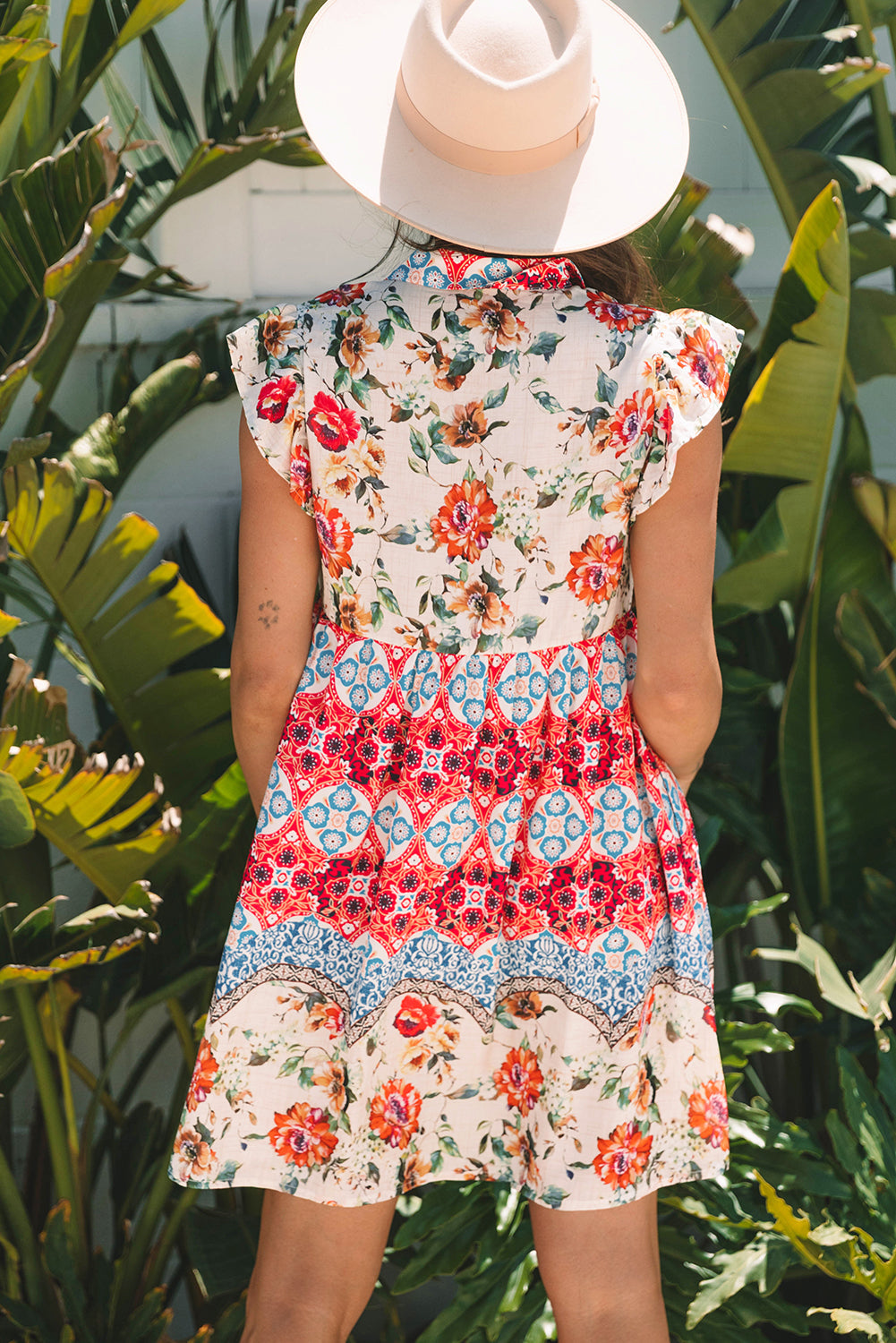 Dior Floral Mixed Pattern Buttoned Dress - Threaded Pear