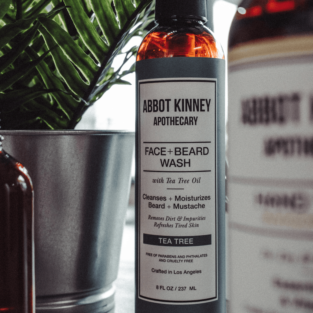 Abbot Kinney Apothecary Face + Beard Wash with Tea Tree Oil - 8 FL OZ - Face, Beard, and Shave Gel (UPC 850034020358) Men's Grooming Los Angeles Brands 