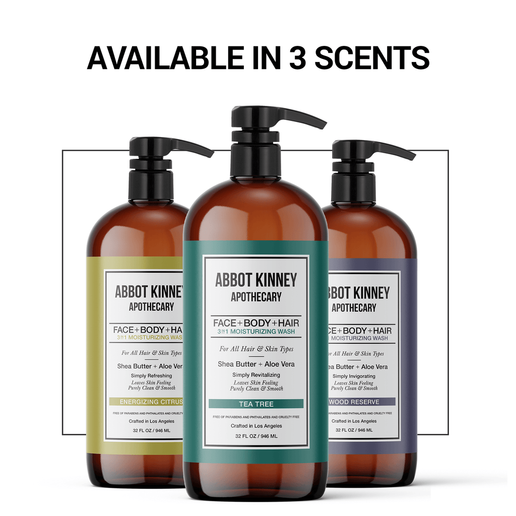 Abbot Kinney Apothecary Men's 3-in-1 Moisturizing Shampoo, Conditioner, and Body Wash, Tea Tree 32oz Men's Grooming Los Angeles Brands 