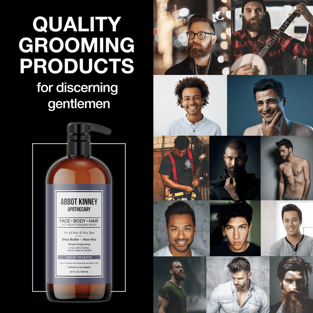 Abbot Kinney Apothecary Men's 3-in-1 Moisturizing Shampoo, Conditioner, and Body Wash - Wood Reserve 32oz Men's Grooming Los Angeles Brands 