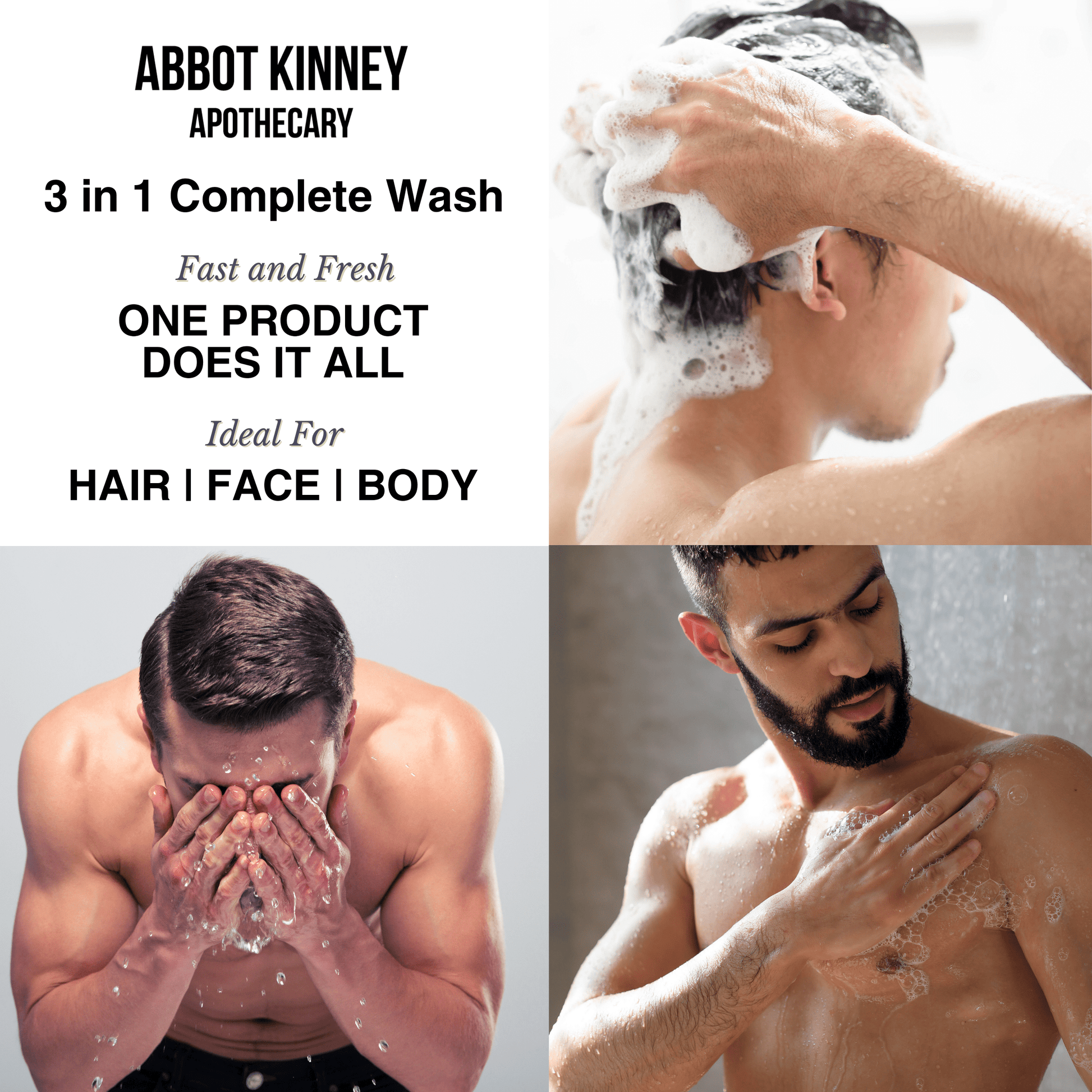 Abbot Kinney Apothecary Men's 3-in-1 Moisturizing Shampoo, Conditioner, and Body Wash - Wood Reserve 32oz Men's Grooming Los Angeles Brands 