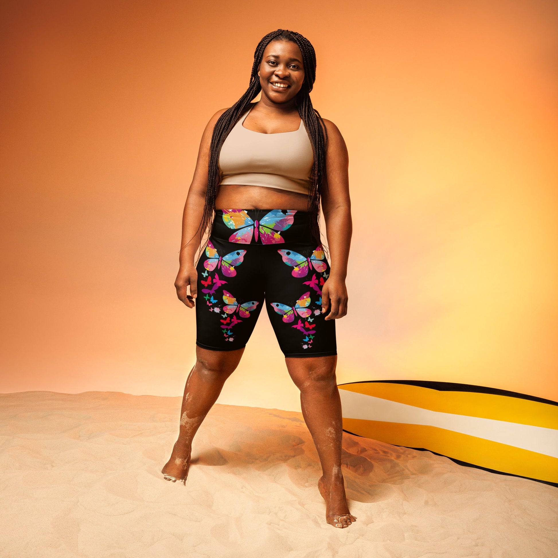 "510_Athletics" "Colorful Butterfly" Biker Shorts by 510_Athletics LLC