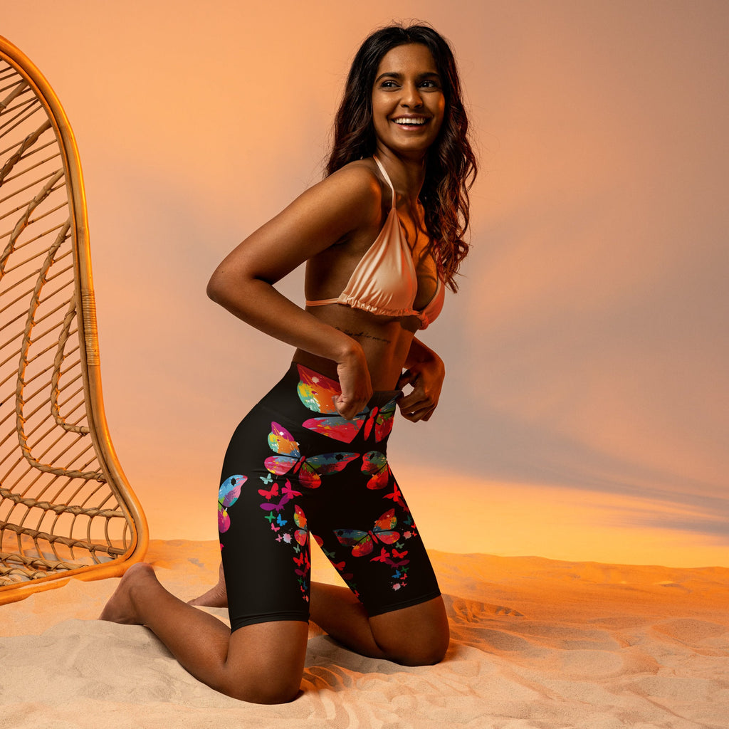 "510_Athletics" "Colorful Butterfly" Biker Shorts by 510_Athletics LLC
