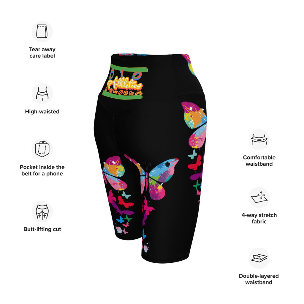 "510_Athletics" "Colorful Butterfly" Biker Shorts by 510_Athletics LLC