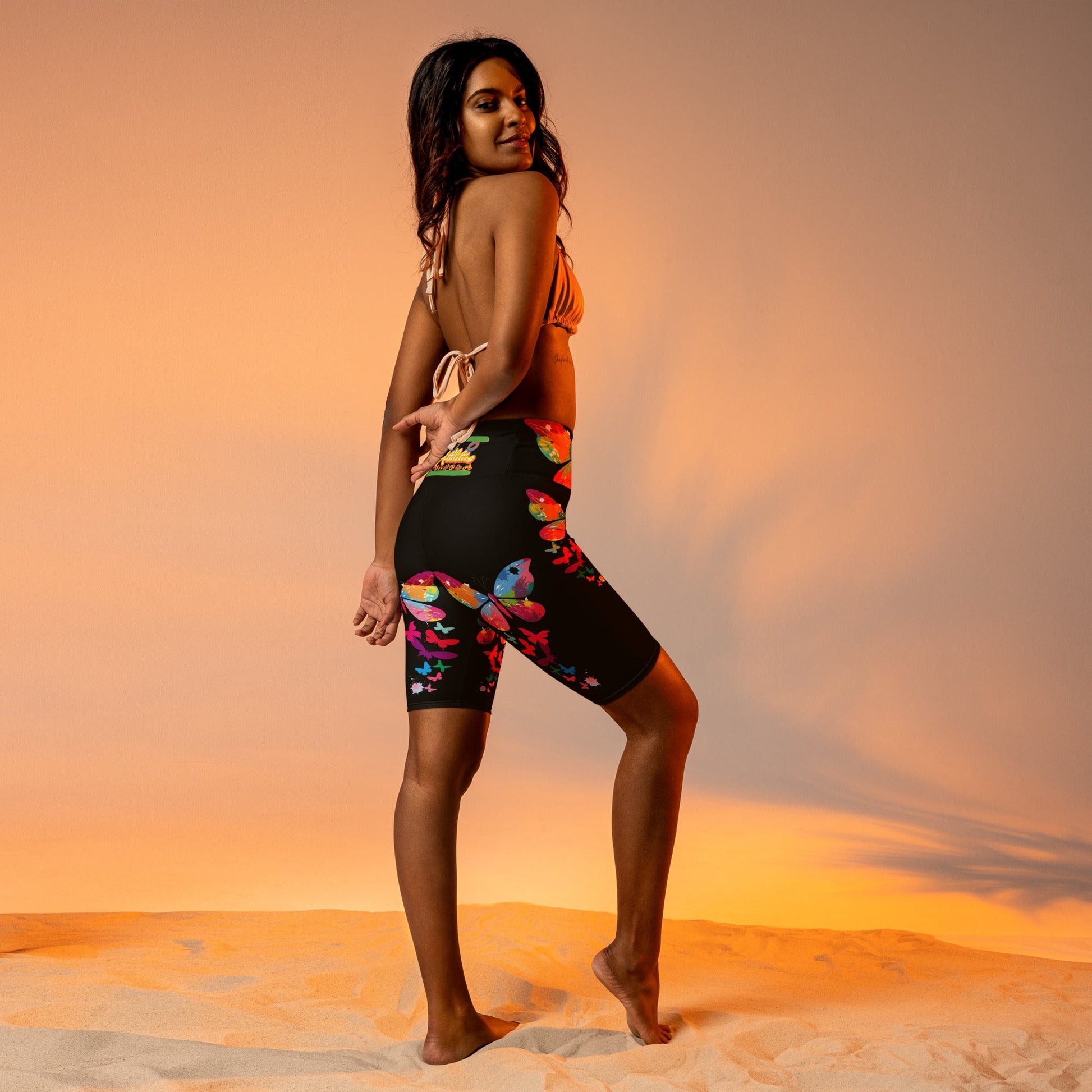 "510_Athletics" "Colorful Butterfly" Biker Shorts by 510_Athletics LLC