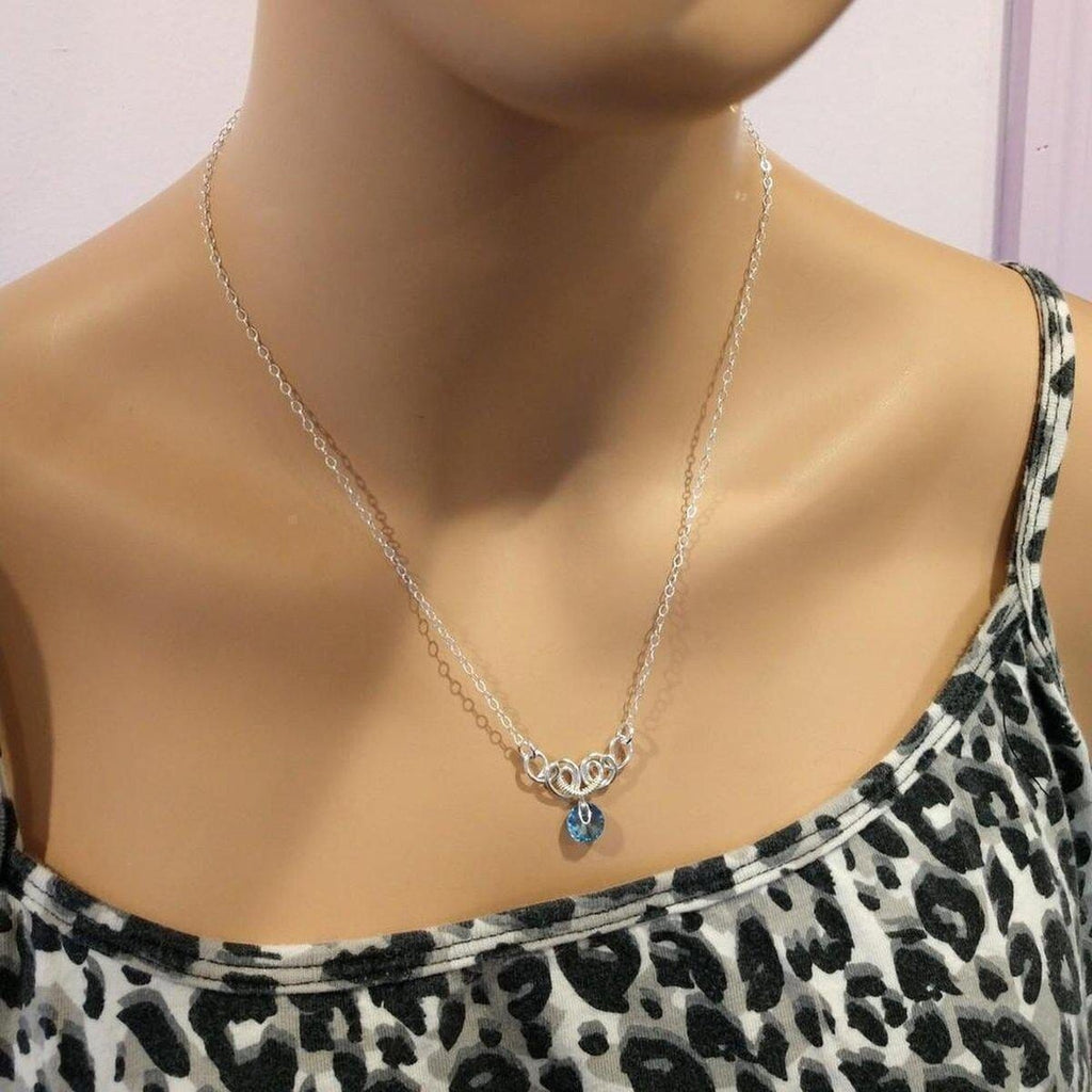 AMD1044-AMD1044-2-AMD1044-3-AMD1044-4-AMD1044-5-AMD1044-6-AMD1044-7 Silver Wire Sculpted Round Aqua Crystal Pendant Necklace - Necklace - Alexa Martha Designs   