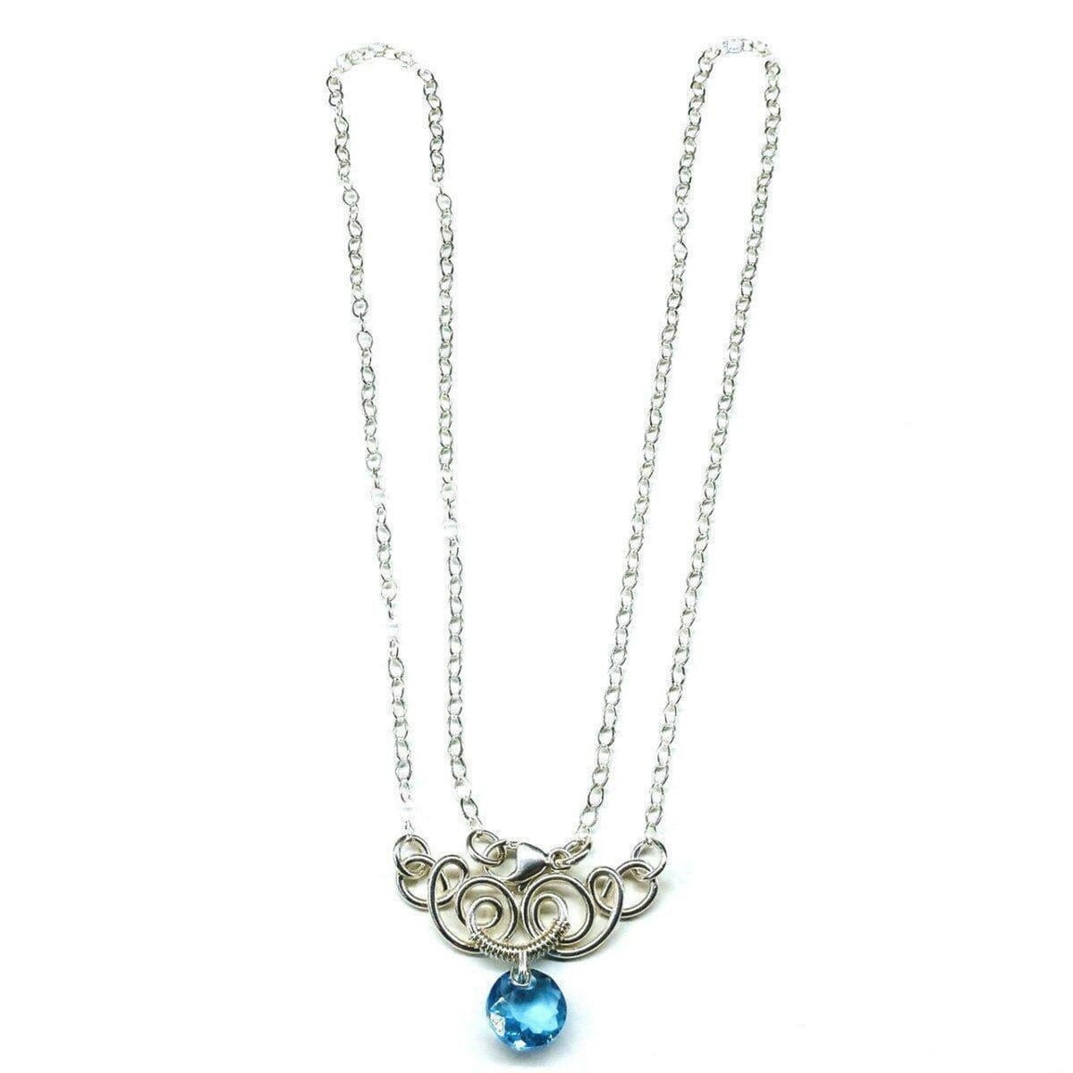 AMD1044-AMD1044-2-AMD1044-3-AMD1044-4-AMD1044-5-AMD1044-6-AMD1044-7 Silver Wire Sculpted Round Aqua Crystal Pendant Necklace - Necklace - Alexa Martha Designs   