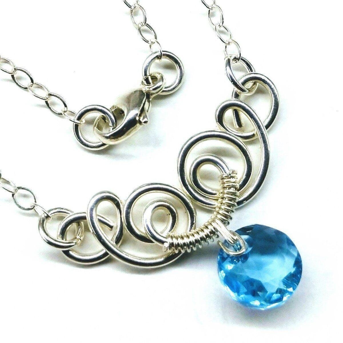 AMD1044-AMD1044-2-AMD1044-3-AMD1044-4-AMD1044-5-AMD1044-6-AMD1044-7 Silver Wire Sculpted Round Aqua Crystal Pendant Necklace - Necklace - Alexa Martha Designs   