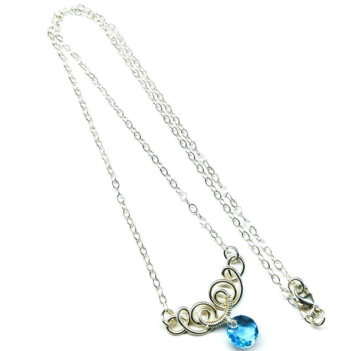 AMD1044-AMD1044-2-AMD1044-3-AMD1044-4-AMD1044-5-AMD1044-6-AMD1044-7 Silver Wire Sculpted Round Aqua Crystal Pendant Necklace - Necklace - Alexa Martha Designs   