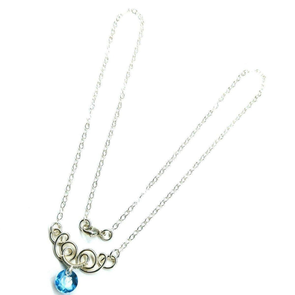 AMD1044-AMD1044-2-AMD1044-3-AMD1044-4-AMD1044-5-AMD1044-6-AMD1044-7 Silver Wire Sculpted Round Aqua Crystal Pendant Necklace - Necklace - Alexa Martha Designs   