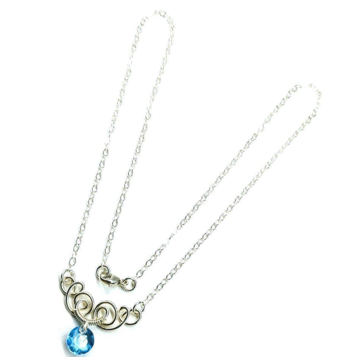 AMD1044-AMD1044-2-AMD1044-3-AMD1044-4-AMD1044-5-AMD1044-6-AMD1044-7 Silver Wire Sculpted Round Aqua Crystal Pendant Necklace - Necklace - Alexa Martha Designs   