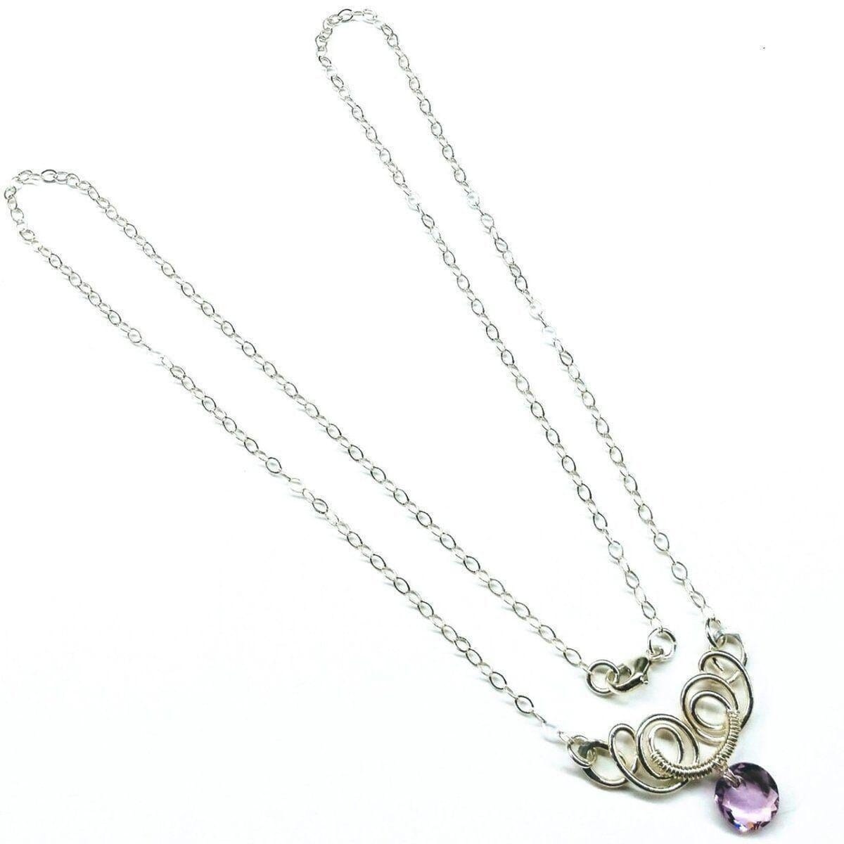 AMD1044-AMD1044-2-AMD1044-3-AMD1044-4-AMD1044-5-AMD1044-6-AMD1044-7 Silver Wire Sculpted Round Aqua Crystal Pendant Necklace - Necklace - Alexa Martha Designs   