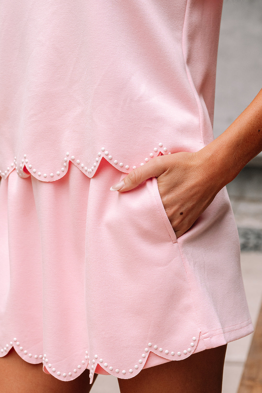 Nova Puff Sleeve Pearl Embellished Scallop Set by Threaded Pear