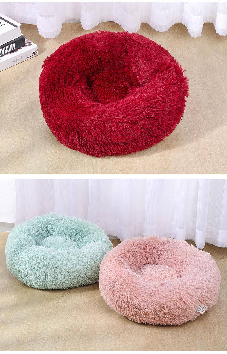 Cathouse Doghouse Large, Medium And Small Dogs Warm Plush Round Pet Bed Dog Bed Cat Bed Dog Bed - Dog Hugs Cat