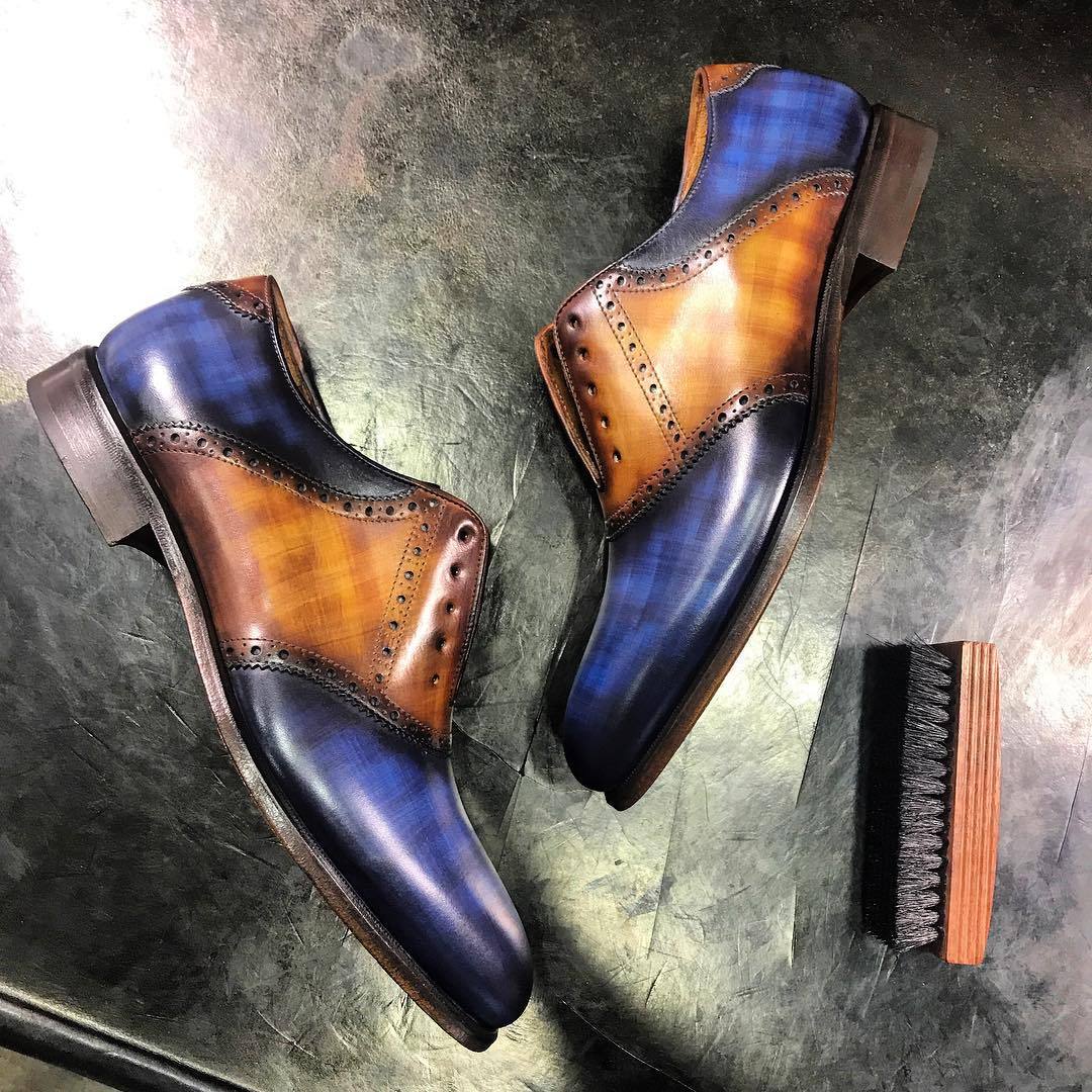 Unique Handcrafted Casual Derby - PAPIRO Patina [1] or MARBLE Patina [2] by Le Ruux