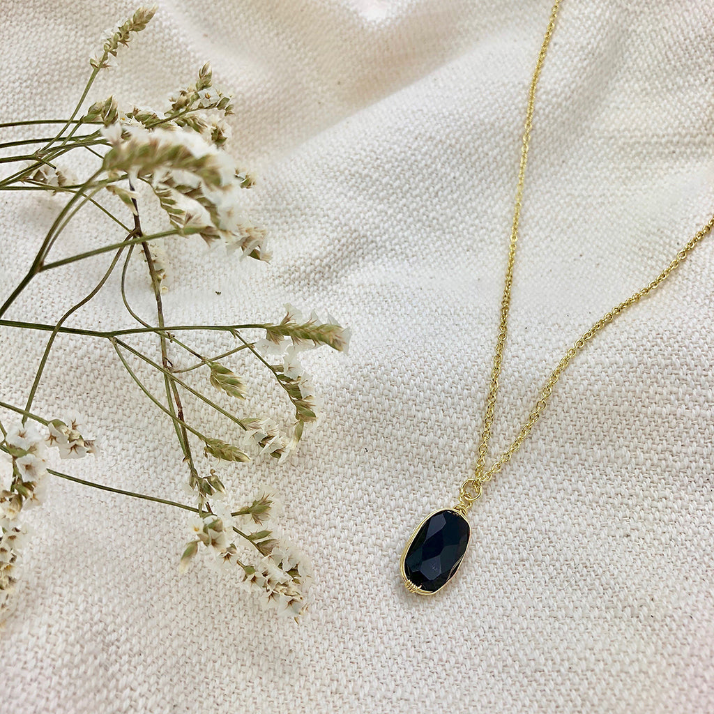 black handmade quartz necklace