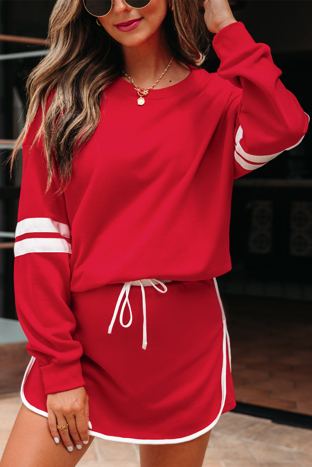 Sophia Shoulder Pullover Mini Skirt by Threaded Pear