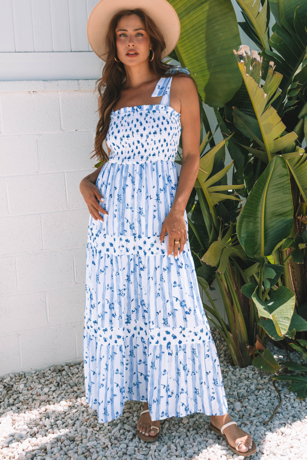 Lily Floral Smocked Tiered Maxi Dress - Threaded Pear
