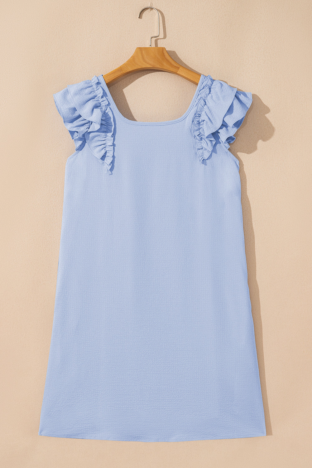 Abigail Textured Flutter Sleeve Bow Back Mini Dress by Threaded Pear