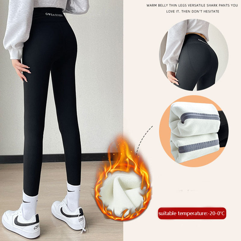 Fleece Thickened Leggings Winter -20 To 5 Shark Pants For Women High Waist Tight Skinny Tummy Control Buttocks Slimming Yoga Pants by 510_Athletics LLC