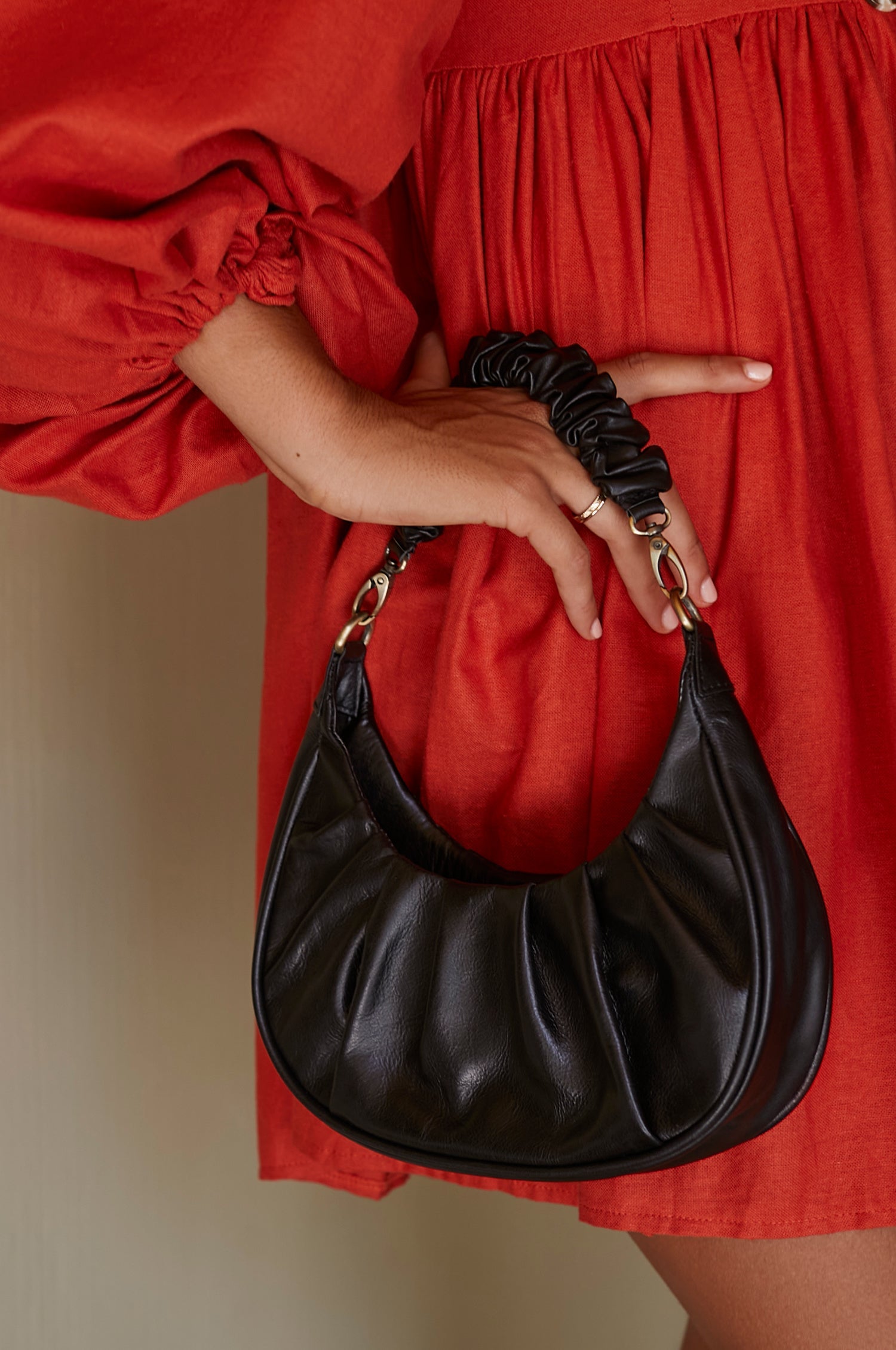 Camille Ruched Leather Bag by Bali ELF
