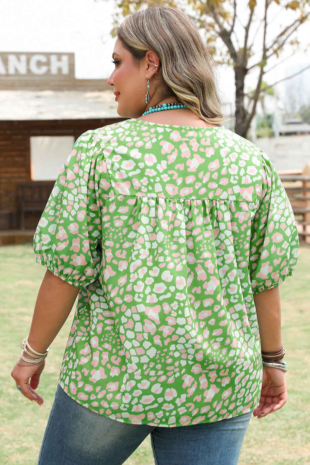 Selena Plus Size Floral Tassel Tie Blouse by Threaded Pear