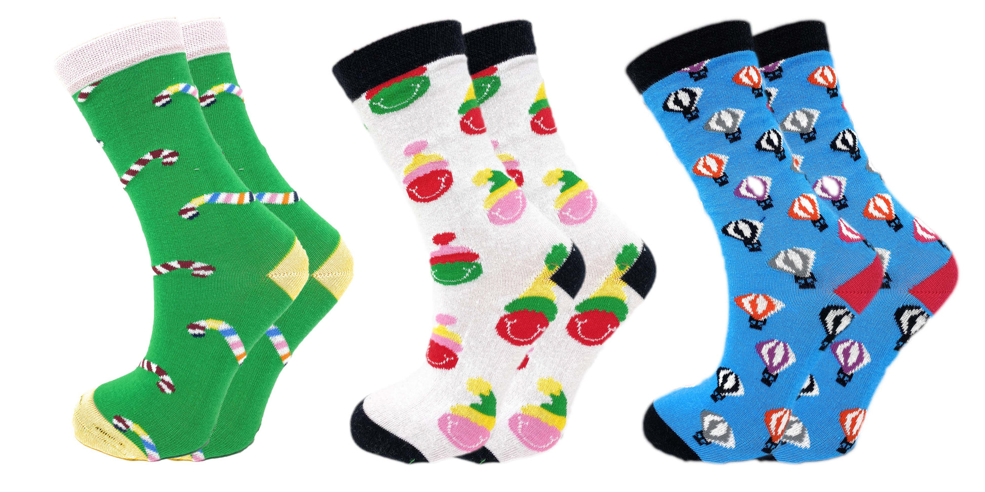 3 Pairs Colorful Fun Crazy Crew Dress Socks – Soft Cotton Blend, Novelty Pattern Socks for Men & Women by Mars Outlet Store LLC