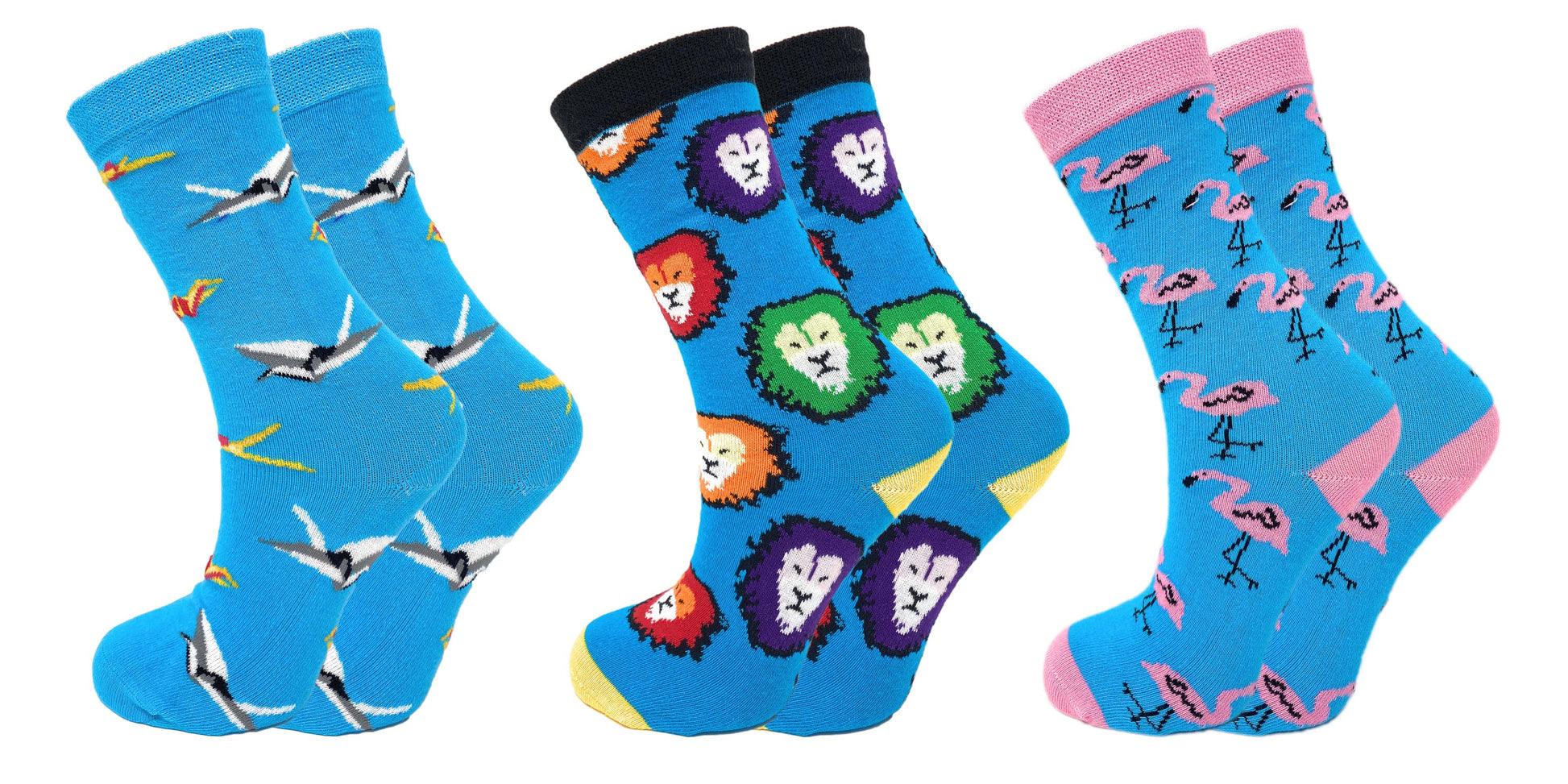 3 Pairs Colorful Fun Crazy Crew Dress Socks – Soft Cotton Blend, Novelty Pattern Socks for Men & Women by Mars Outlet Store LLC