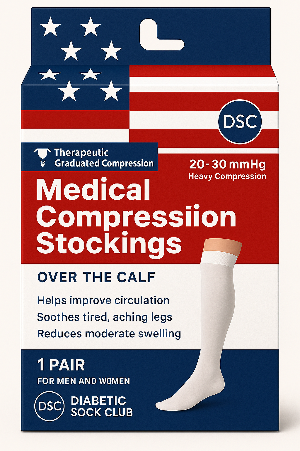 Men's Over The Calf Compression Stocking Socks (1 Pair) by DIABETIC SOCK CLUB