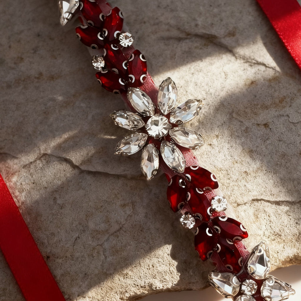 BS174R burgundy rhinestone belt