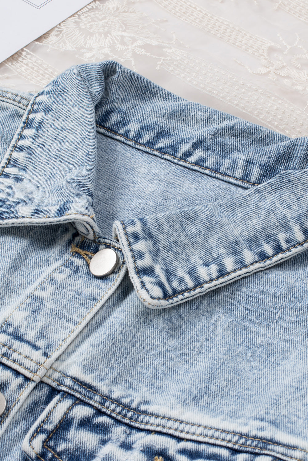 Sofibelle Distressed Raw Hem Jacket by Threaded Pear