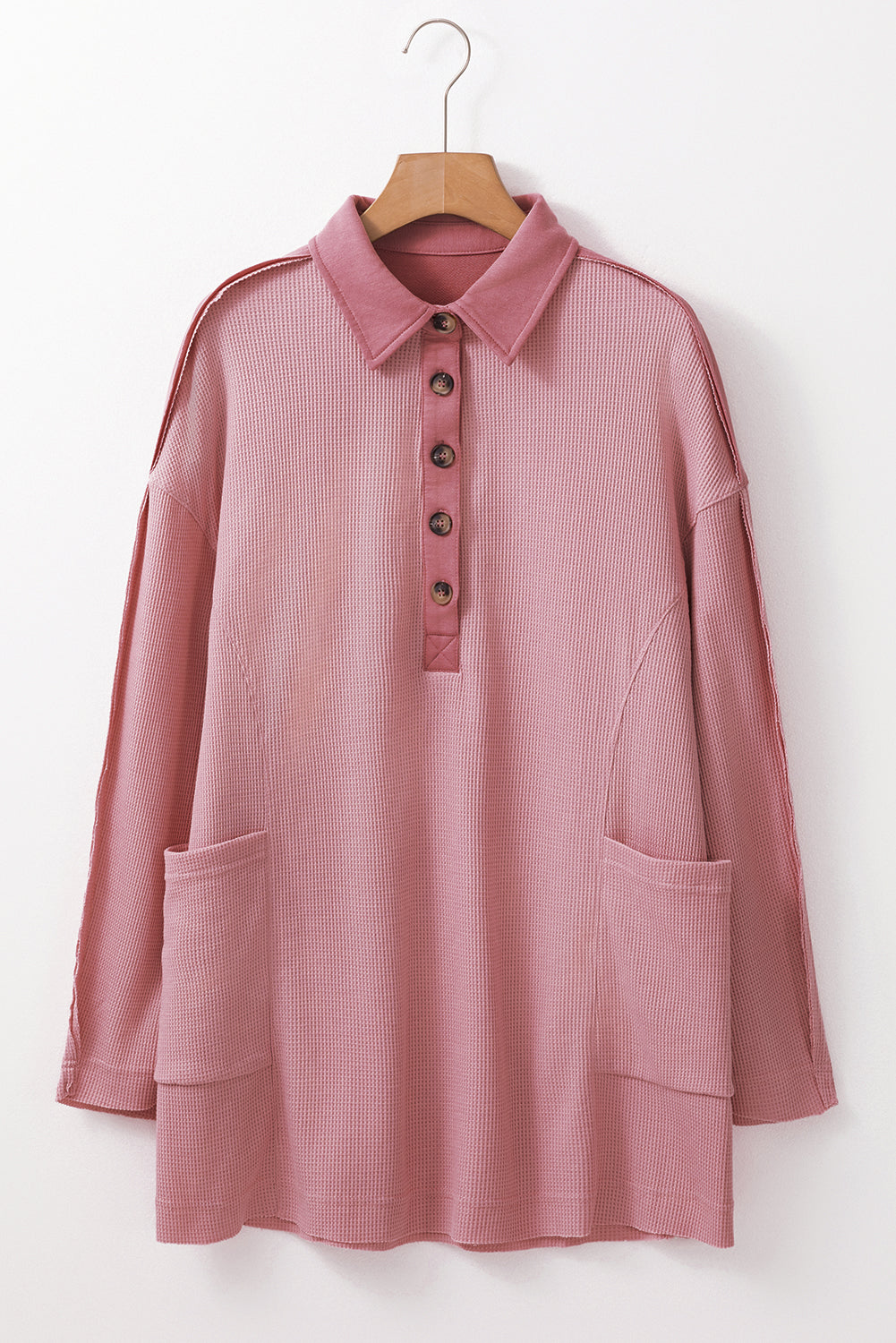Arianna Waffle  Half Button Top. - Threaded Pear