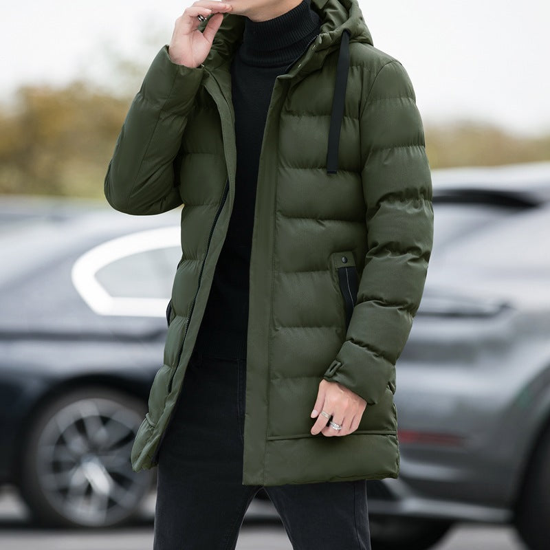 Long Hooded Jacket Men Winter Warm Windproof Coat Fashion Solid Color Clothes Outdoor by 510_Athletics LLC