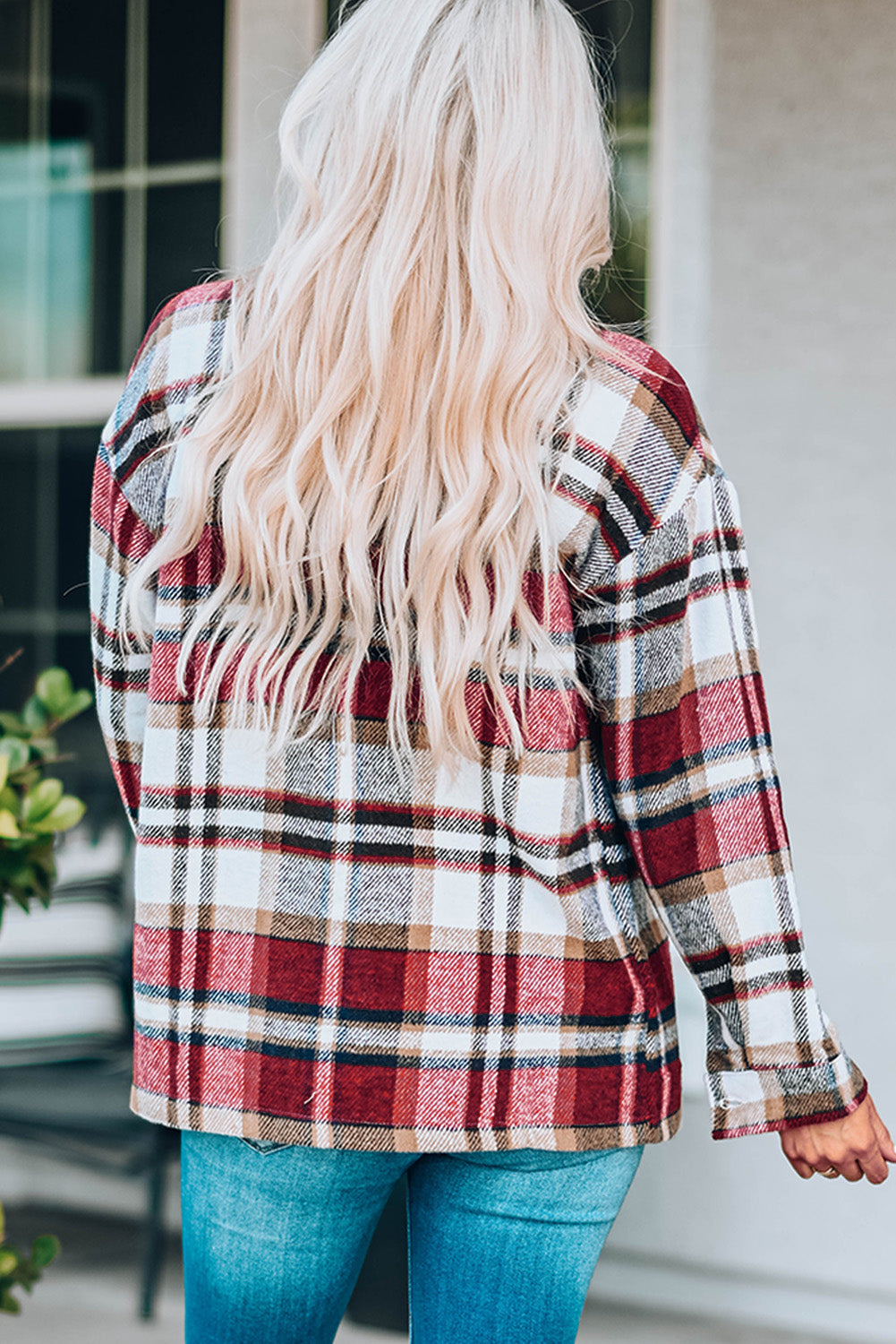 Keily Plaid Pocketed Shacket - Threaded Pear