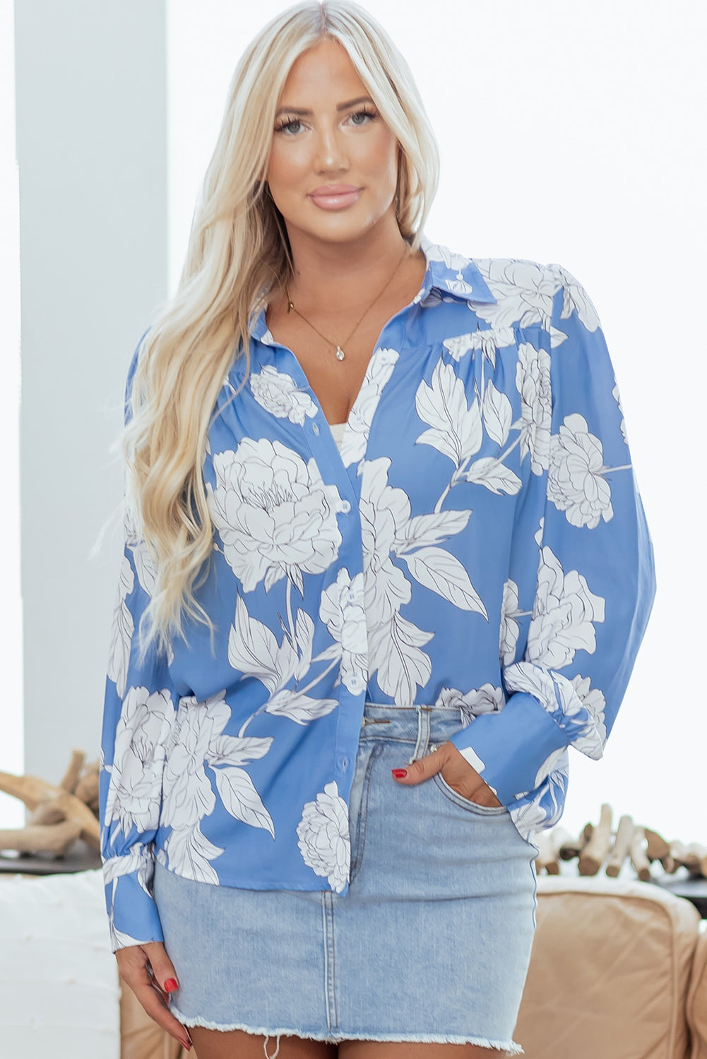 Carmen Detail Puff Sleeve Shirt by Threaded Pear