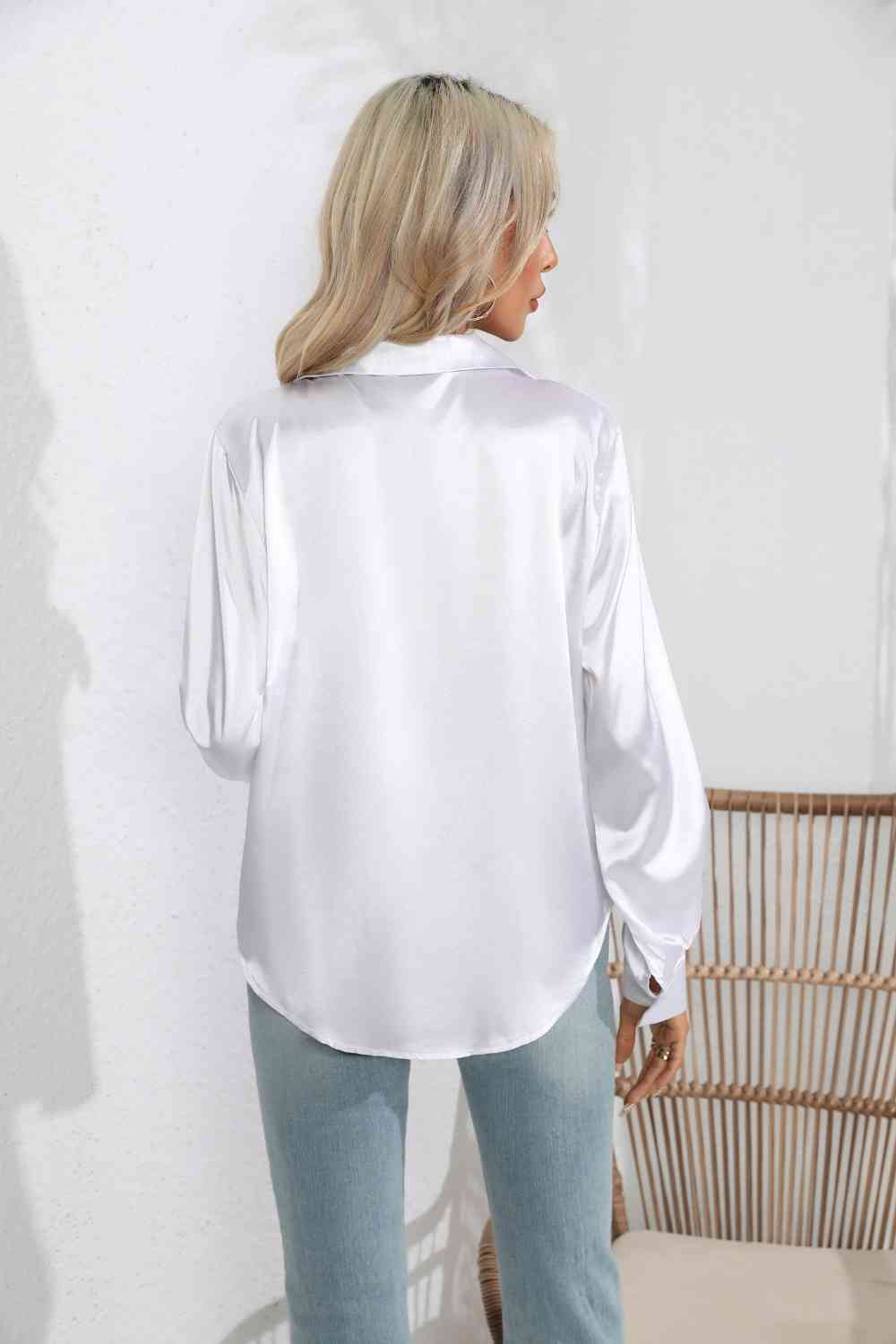 Lapel Collar Button Up Long Sleeve Shirt by VYSN