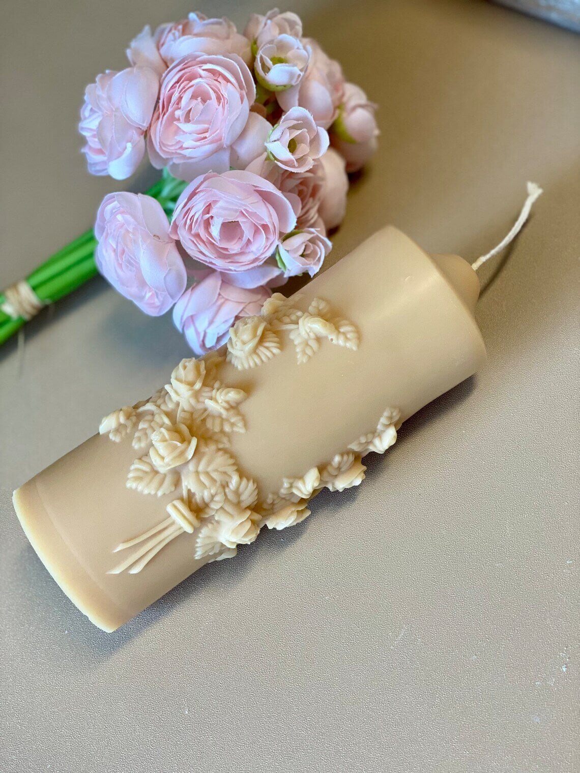 Floral Pillar Scented Candle | Handmade Home Decor