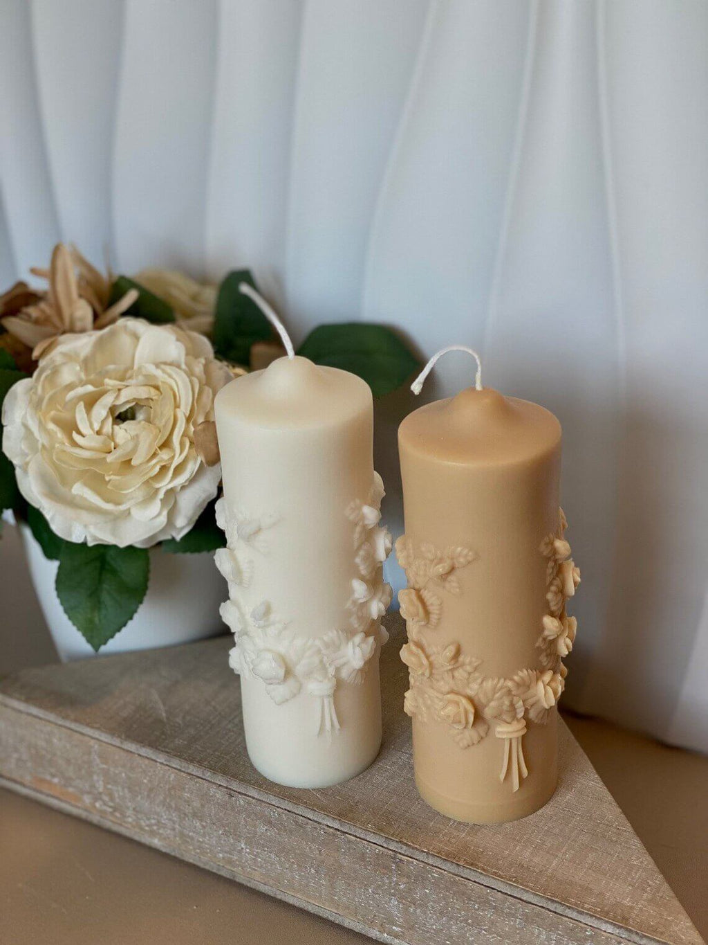 Floral Pillar Scented Candle | Handmade Home Decor