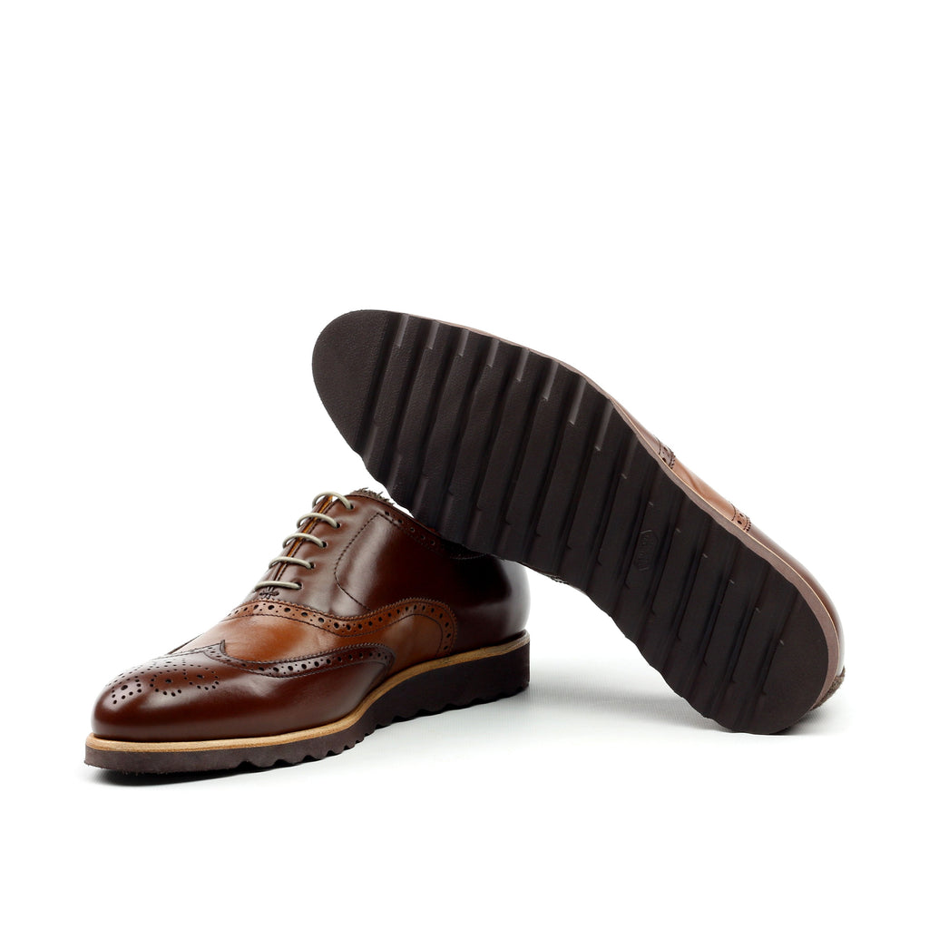 Unique Handcrafted Chestnut Brown Wingtip Oxford w/ Full Brogue by Le Ruux