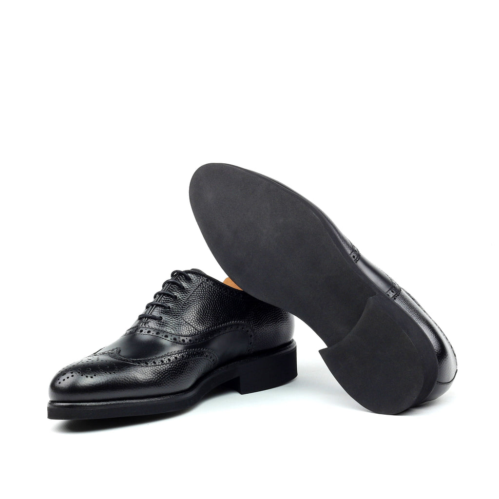 Unique Handcrafted Classic Black Box Calf Wingtip Oxford w/ Full Brogue by Le Ruux