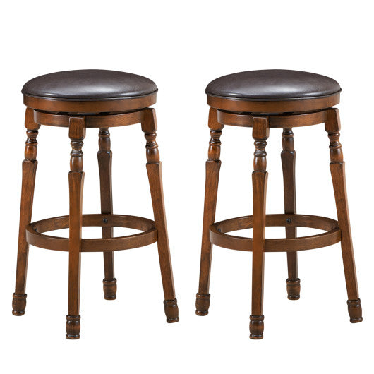 Set of 2 29-Inch Swivel Leather Padded Dining Bar Stools by VYSN