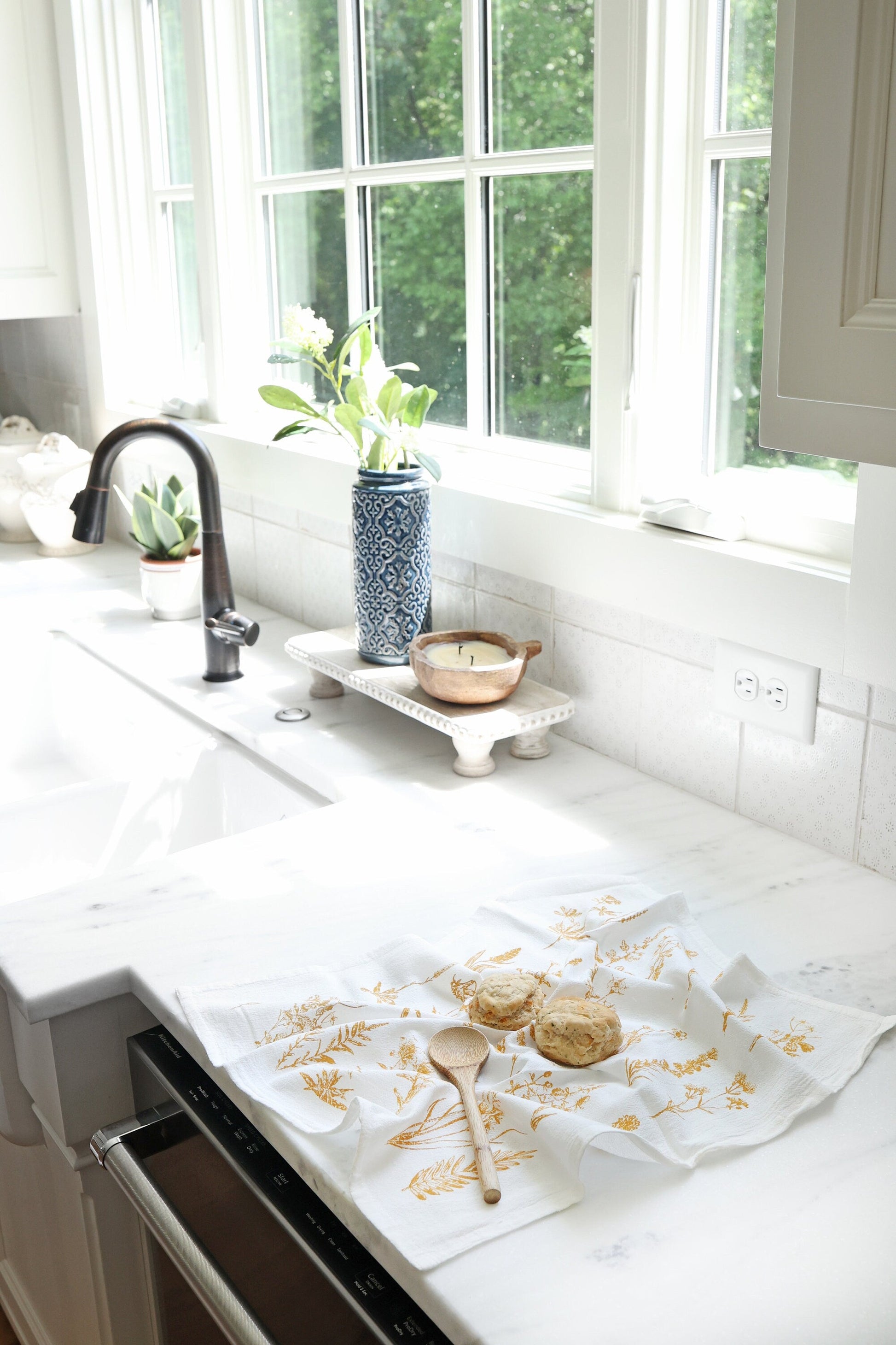 Wild Flower Tea Towel  |  cottagecore mothers day flour sack tea towel floral dish towel pastel kitchen grandmillennial plant lover gift