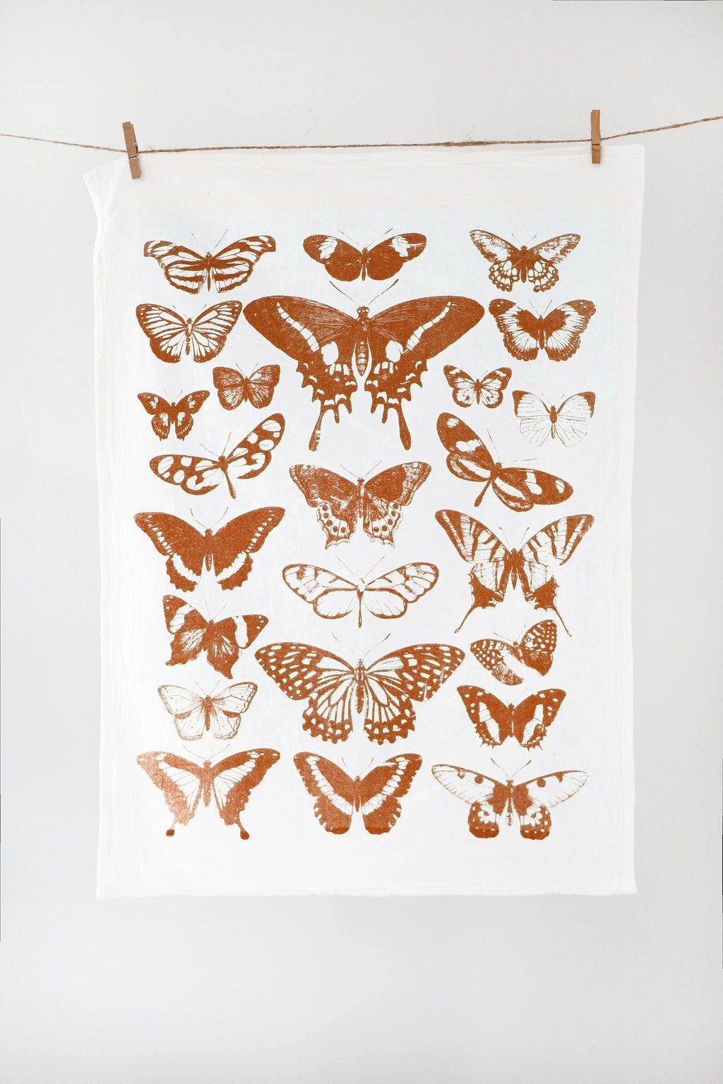 Butterfly Tea Towel Terra-Cotta |  cottagecore flour sack tea towel butterfly dish towel kitchen decor grandmillennial moth aesthetic